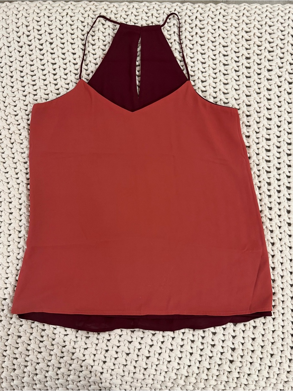 Express Spaghetti Strap Downtown Reversible Tank Top in Burgundy and Muted Coral - Picture 6 of 9
